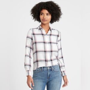 BANANA REPUBLIC Flannel Shirt Medium Womens Dillon Classic Fit Plaid